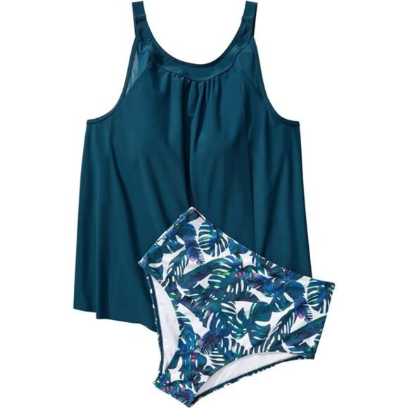 High Neck Ruffle Tankini with Tummy Control – 2-Piece Swimsuit for Women - Picture 2 of 8